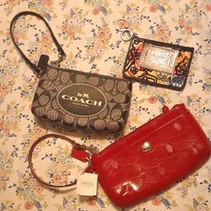 NWT Coach Red Wallet/Wristlet & EUC Black wristlet&coin purse Bundle💖Take All💖